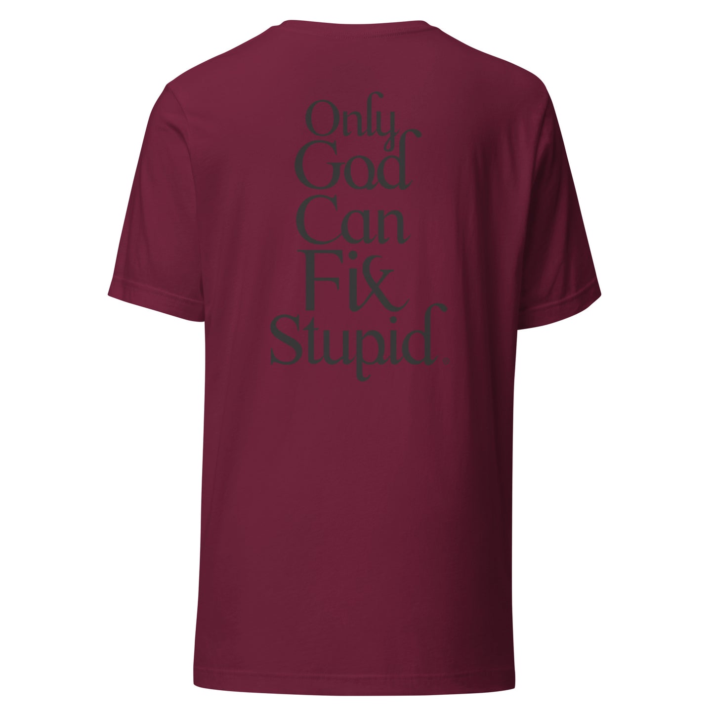 Only GOD Can Fix Stupid Unisex t-shirt (Black Print)