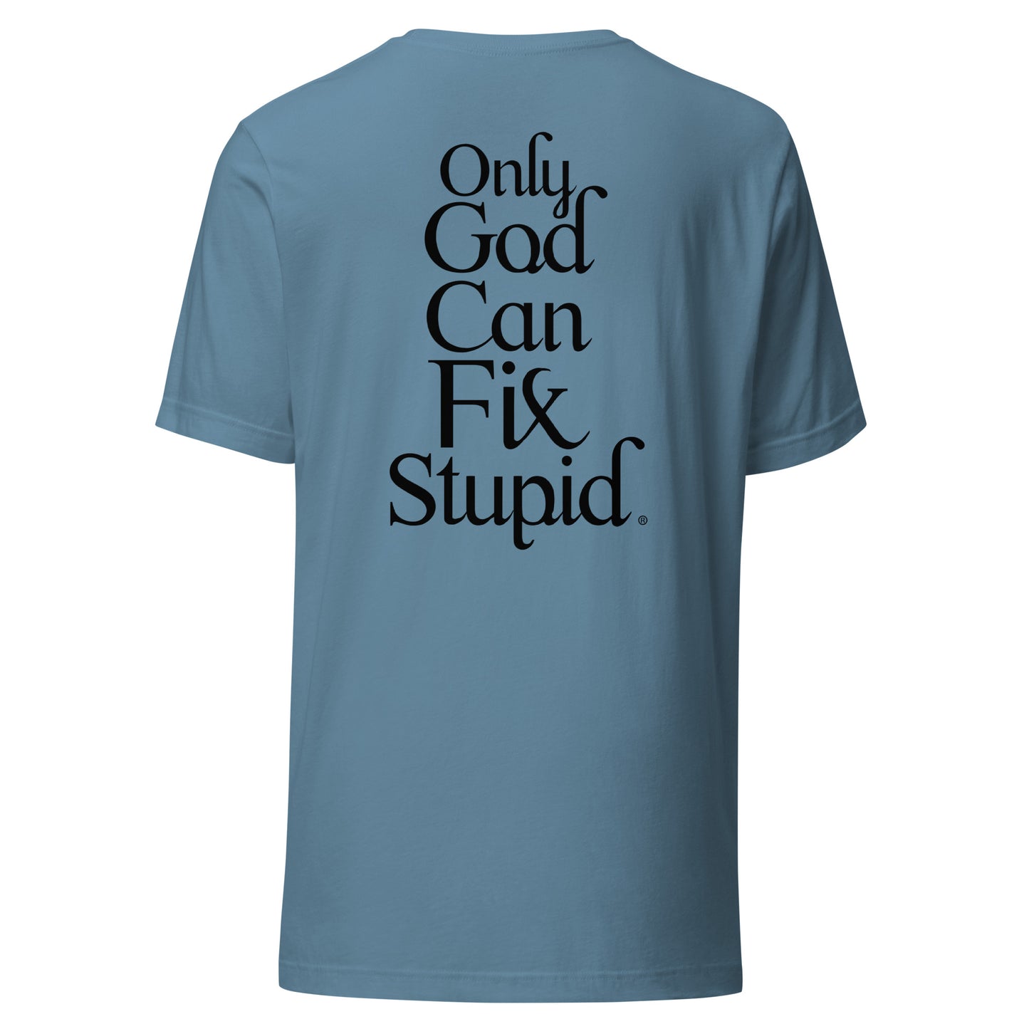 Only GOD Can Fix Stupid Unisex t-shirt (Black Print)