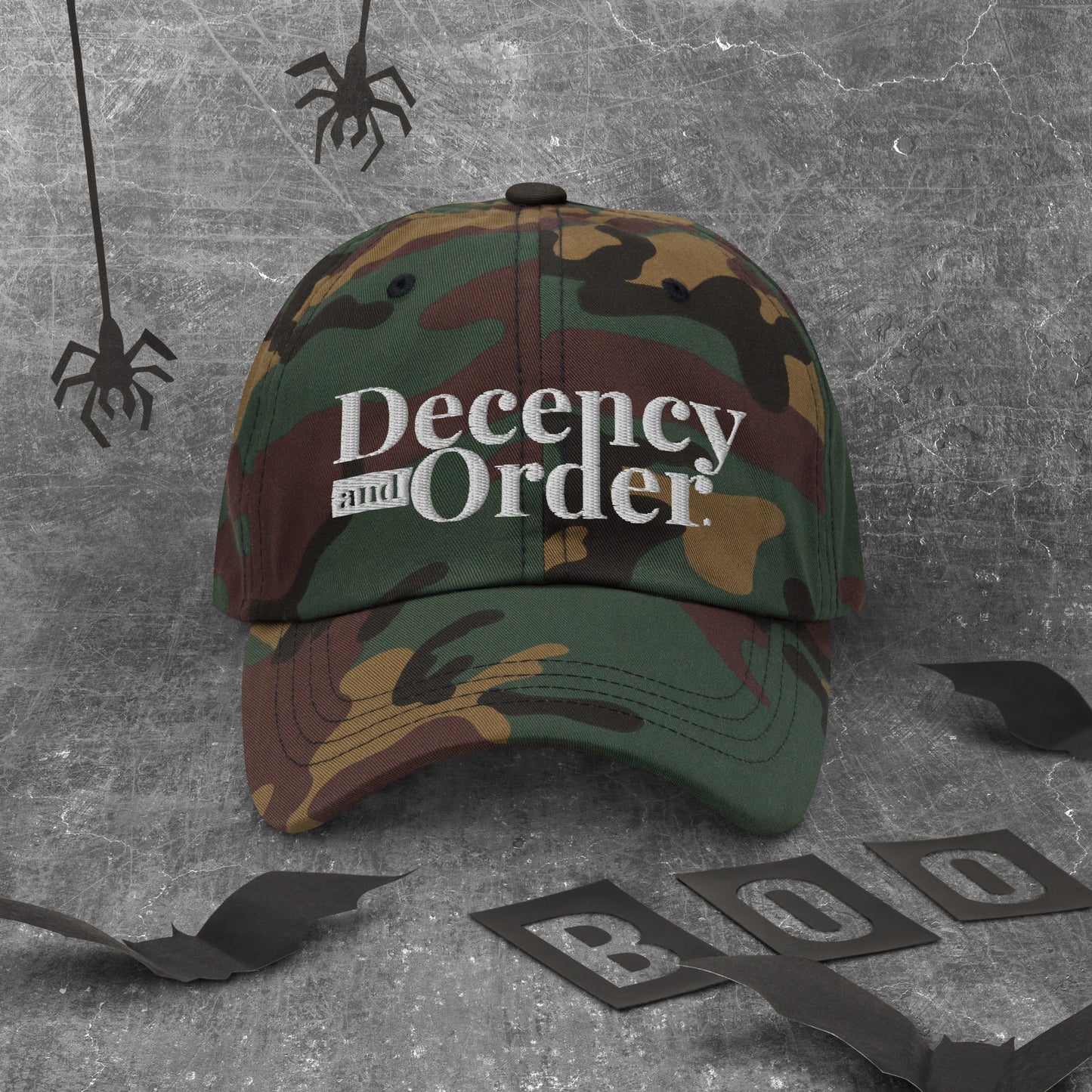 Decency And Order Dad Hat with Adjustable strap (White Logo)