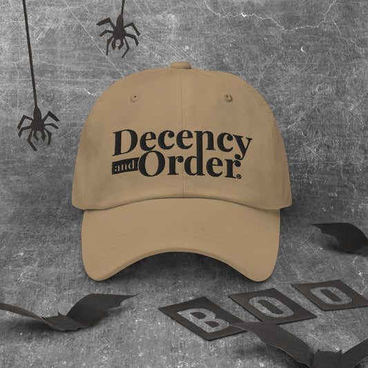 Decency And Order Dad Hat with Adjustable strap (Black Logo)