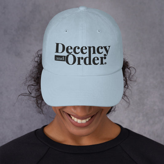 Decency And Order Dad Hat with Adjustable strap (Black Logo)