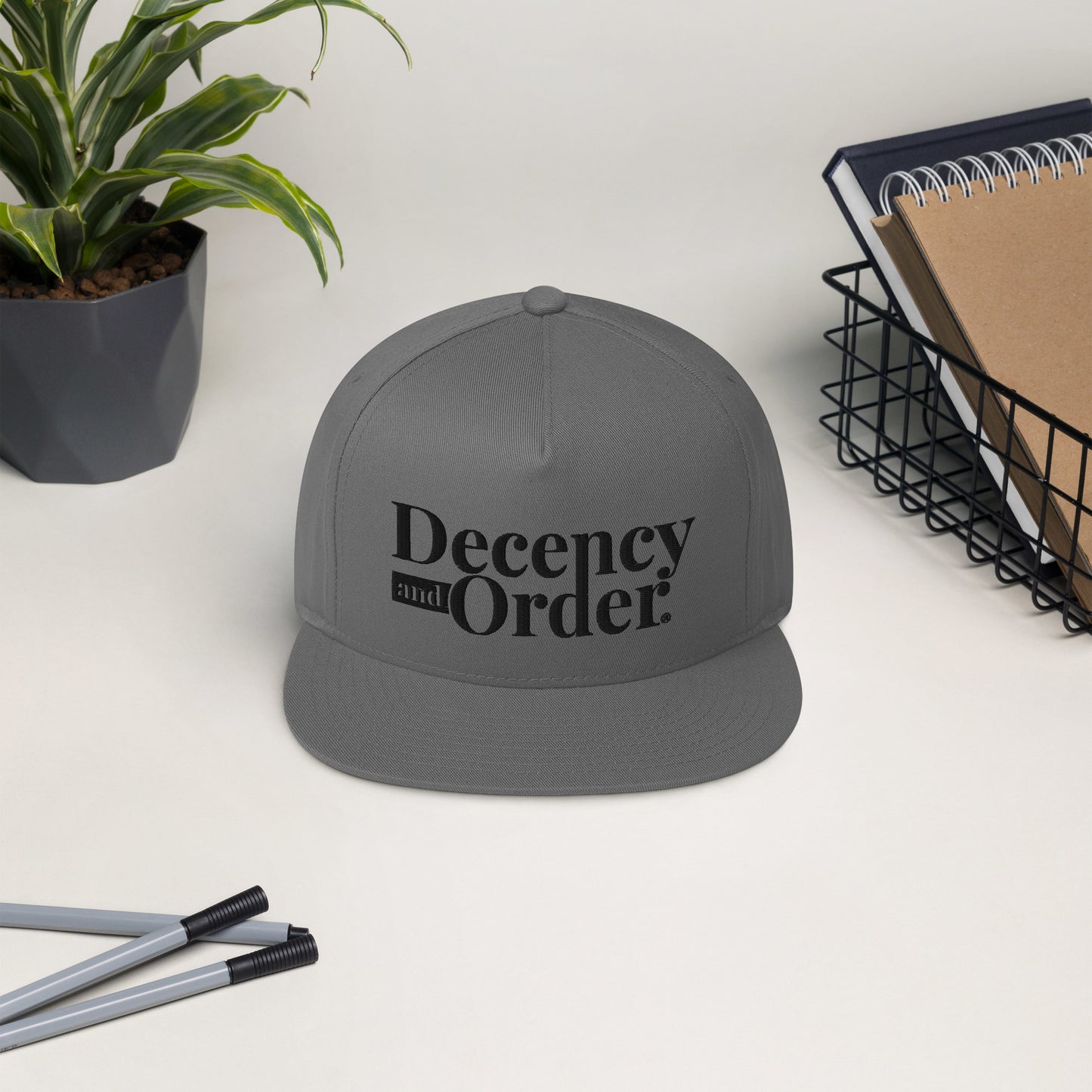 Decency And Order Flat Bill Snapback Cap (Black Logo)