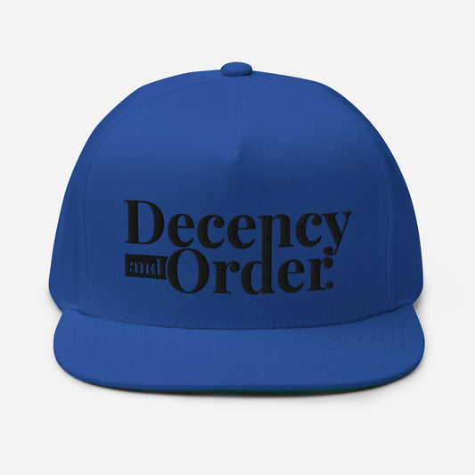 Decency And Order Flat Bill Snapback Cap (Black Logo)