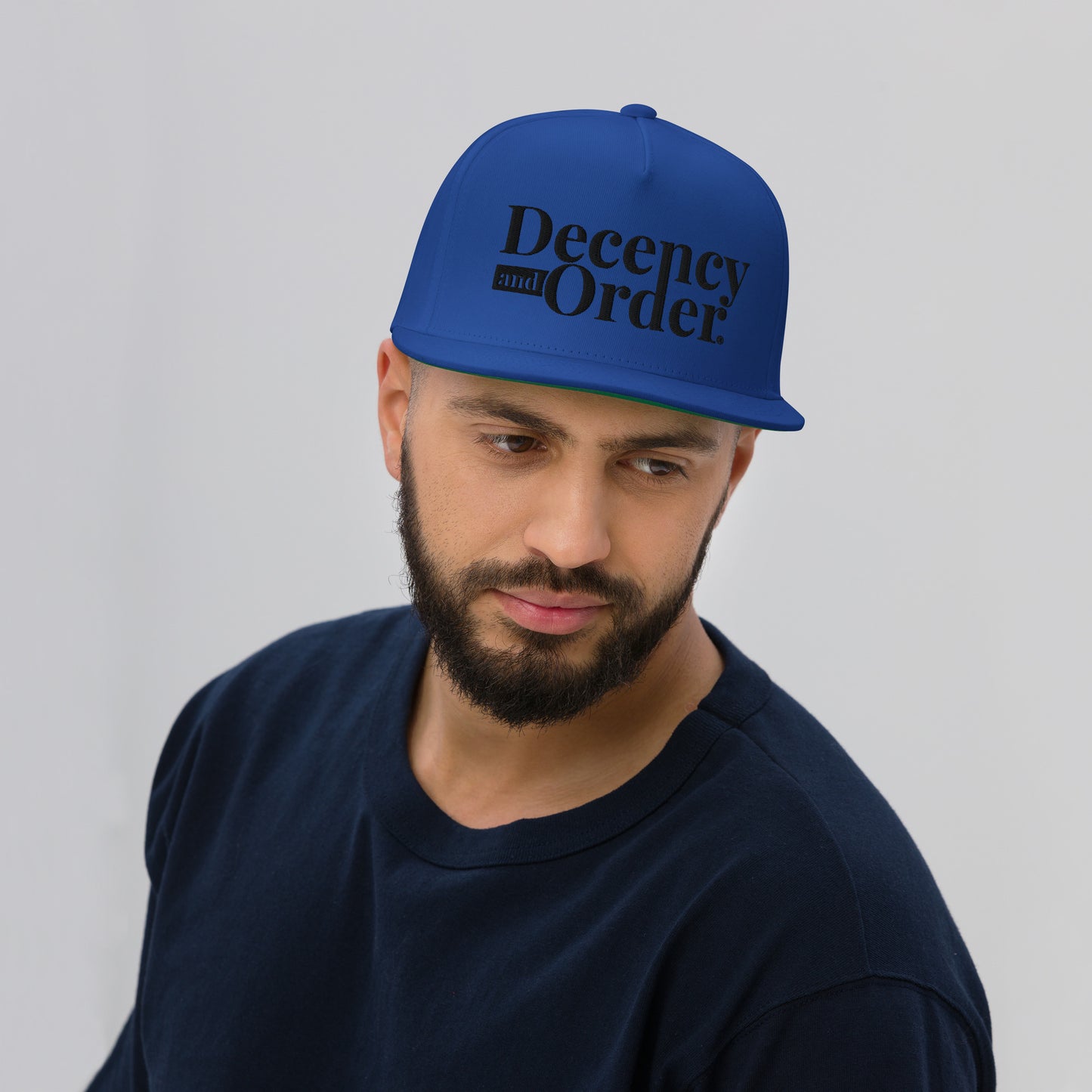 Decency And Order Flat Bill Snapback Cap (Black Logo)