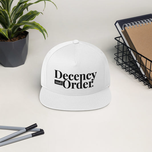 Decency And Order Flat Bill Snapback Cap (Black Logo)