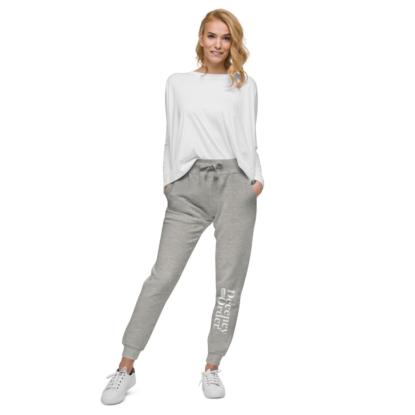 Decency And Order fleece sweatpants (White Logo)