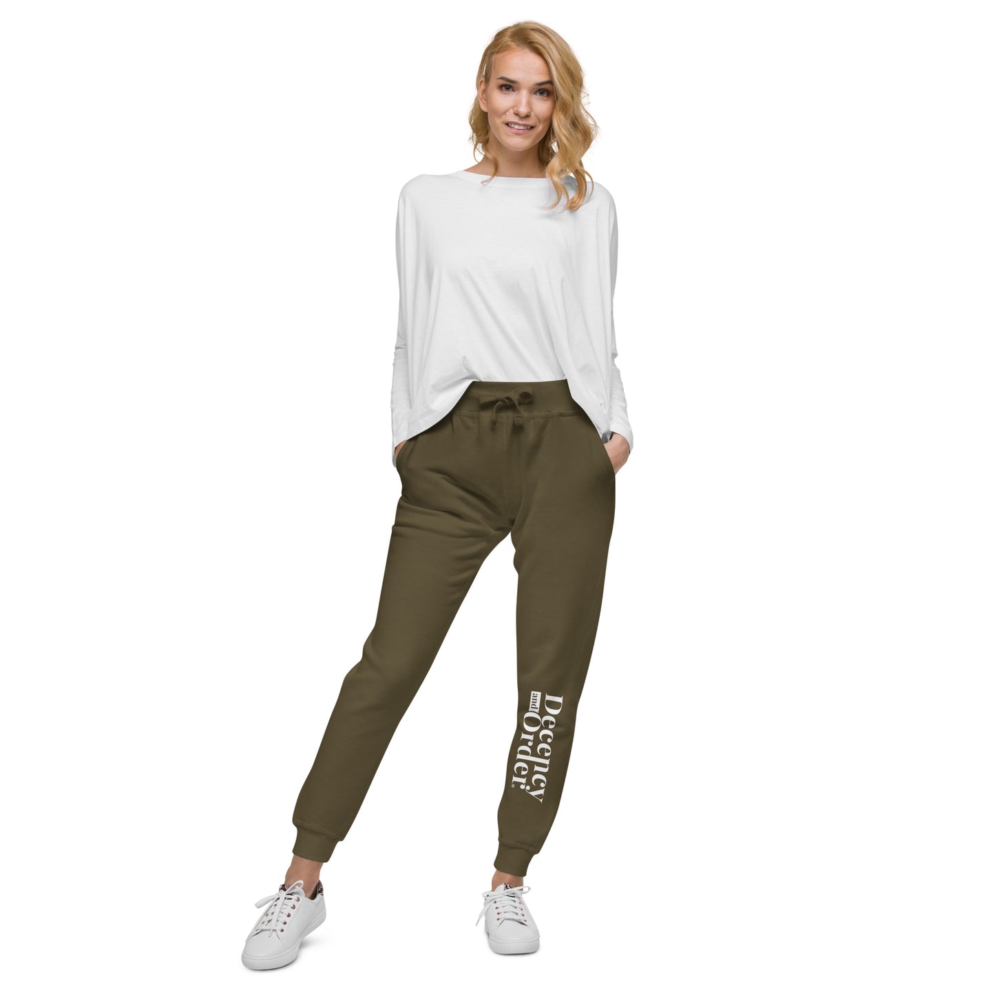 Decency And Order fleece sweatpants (White Logo)