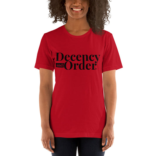 Decency And Order T-shirt Unisex (Black Logo)