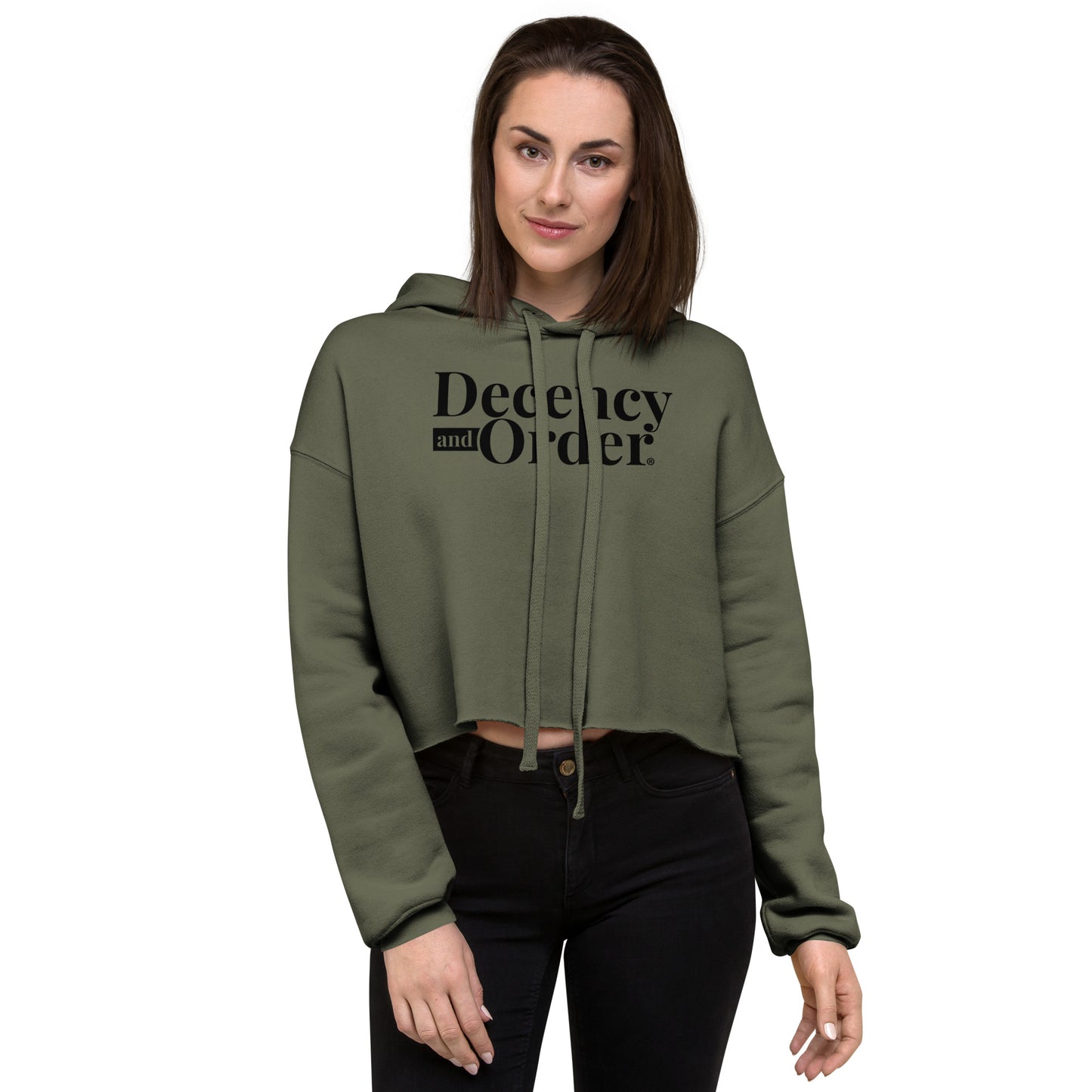 Decency And Order Crop Hoodie (Black Logo)