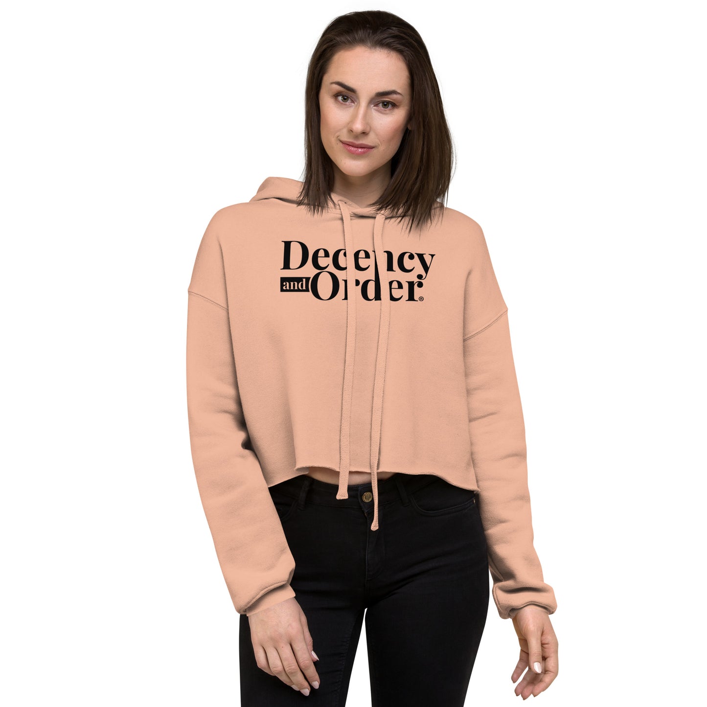 Decency And Order Crop Hoodie (Black Logo)