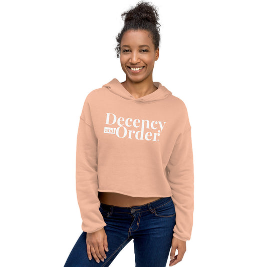 Decency And Order Crop Hoodie (White Logo)