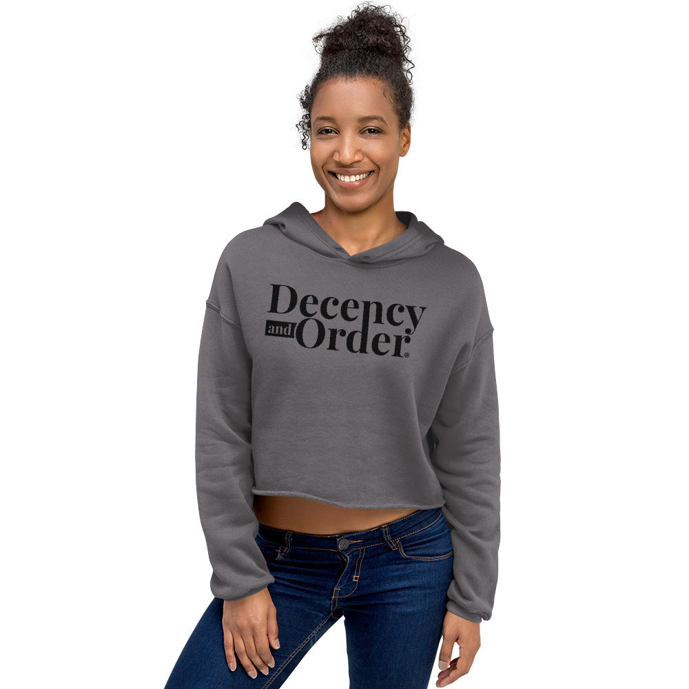 Decency And Order Crop Hoodie (Black Logo)